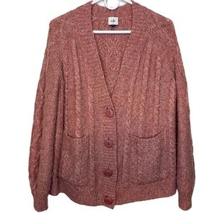 CAbi Confection Cardigan Sweater Cable Knit Wool Dusty Pink Knit